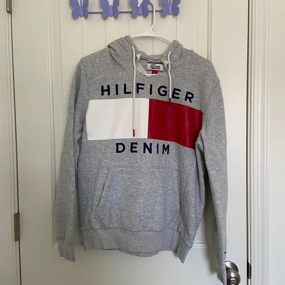 EUC | Tommy Hilfiger women’s‎ ripped design pullover hoodie — medium - Picture 1 of 6